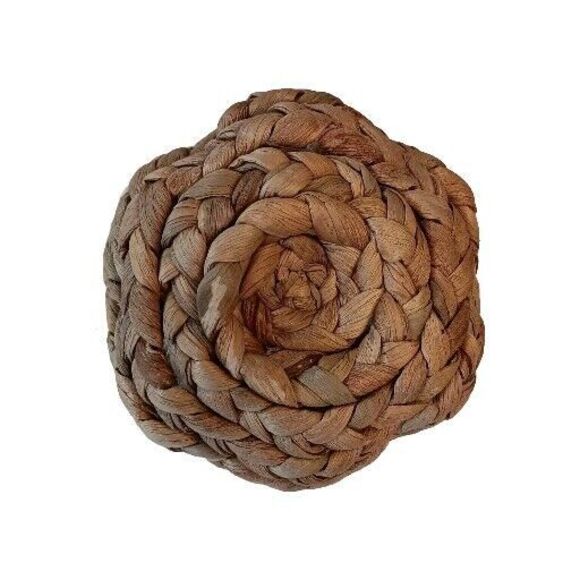 Woven Wicker Straw Jute Apples Or Miniature Pumpkins Natural Brown Set Of Three - Picture 4 of 6